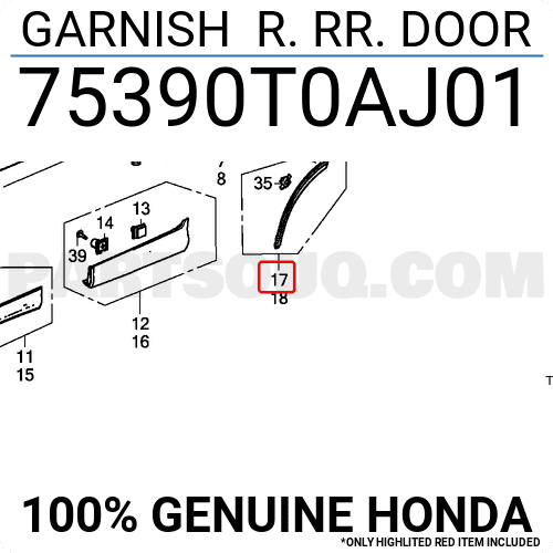 Ốp Trang Trí Cửa Sau Bánh Xe Phải Honda Cr-V Mã phụ tùng 75390T0AJ01