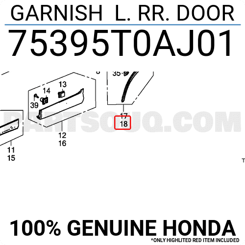 Ốp Trang Trí Cửa Sau Bánh Xe Trái Honda Cr-V Mã phụ tùng 75395T0AJ01