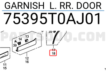 Ốp Trang Trí Cửa Sau Bánh Xe Trái Honda Cr-V Mã phụ tùng 75395T0AJ01