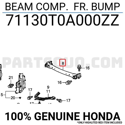 Xương Giằng Đầu Xe Honda Cr-V Mã phụ tùng 71130T0A000ZZ