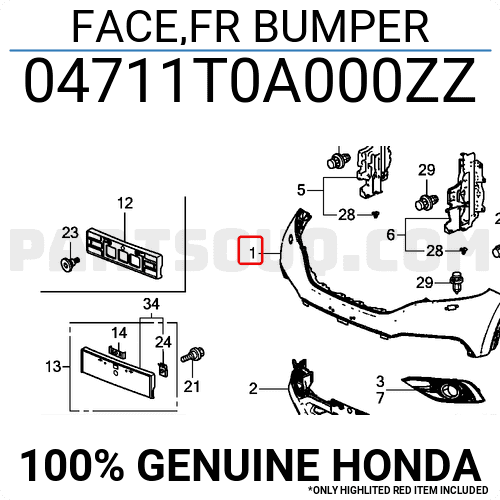 Cản Trước Miếng Trên Honda Cr-V Mã phụ tùng 04711T0A000ZZ