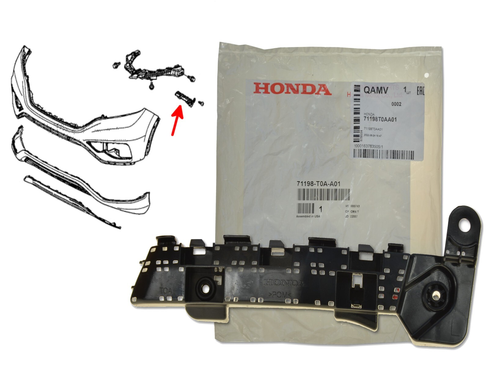 Nẹp Cài Cản Trước Trái Honda Cr-V Mã phụ tùng 71198T0AA01