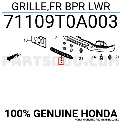 Lưới Cản Trước Honda Cr-V Mã phụ tùng 71109T0A003