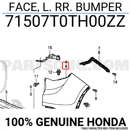 Cản Sau Miếng Trên Phải Honda Cr-V Mã phụ tùng 71507T0TH00ZZ