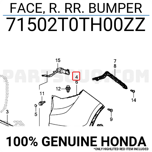 Cản Sau Miếng Trên Trái Honda Cr-V Mã phụ tùng 71502T0TH00ZZ