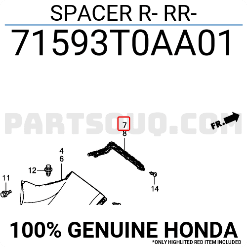 Nẹp Cài Cản Sau Phải Honda Cr-V Mã phụ tùng 71593T0AA01