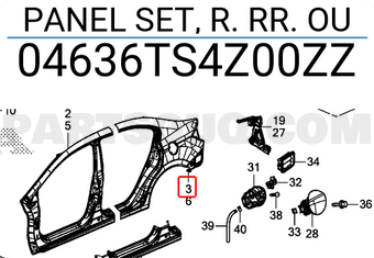 Hông Sau Xe Bên Phải Honda Cr-V Mã phụ tùng 04636T0JA00ZZ