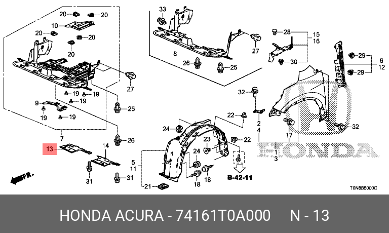 Chắn Bùn Phải Honda Cr-V Mã phụ tùng 74161T0A000