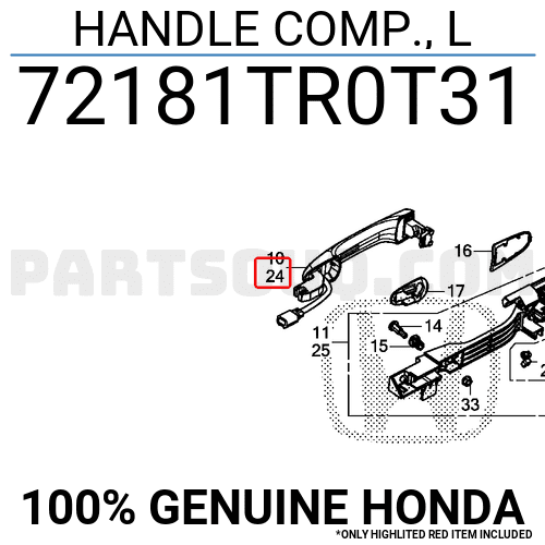 Tay Mở Cửa Ngoài Trước Bên Trái Honda Cr-V Mã phụ tùng 72181TR0T31