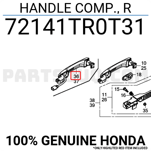 Tay Mở Cửa Ngoài Trước Bên Phải Honda Cr-V Mã phụ tùng 72141TR0T31