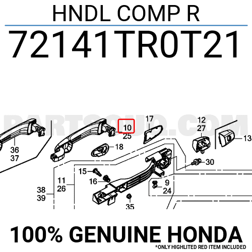 Tay Mở Cửa Ngoài Sau Bên Phải Honda Cr-V Mã phụ tùng 72141TR0T21