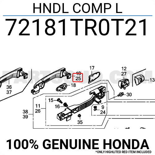 Tay Mở Cửa Ngoài Sau Bên Trái Honda Cr-V Mã phụ tùng 72181TR0T21