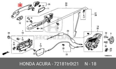 Tay Mở Cửa Ngoài Sau Bên Trái Honda Cr-V Mã phụ tùng 72181TR0T21