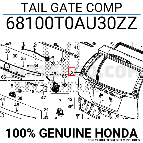Cánh Cửa Hậu Honda Cr-V Mã phụ tùng 68100T0AU30ZZ