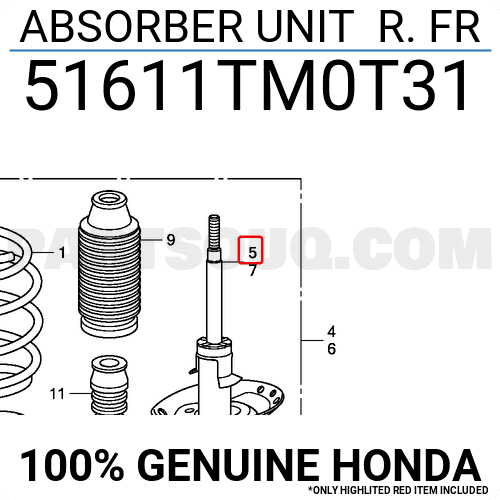 Giảm Xóc Trước Phải Honda City Mã phụ tùng 51611TM0T31
