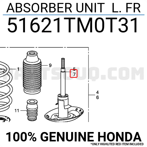Giảm Xóc Trước Trái Honda City Mã phụ tùng 51621TM0T31