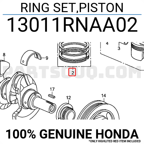 Xéc Măng Cos 0 Honda Civic Mã phụ tùng 13011RNAA02