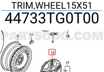 Ốp Lazang Sắt 15 Inh Honda City Mã phụ tùng 44733TG0T00