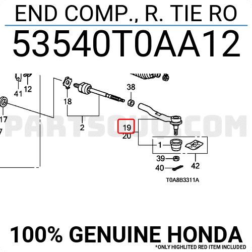 Ro Tuyn Lái Ngoài Phải Honda Cr-V Mã phụ tùng 53540T0AA12