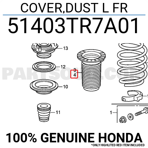 Chụp Bụi Giảm Xóc Trước Trái Honda Cr-V Mã phụ tùng 51403T1GE01