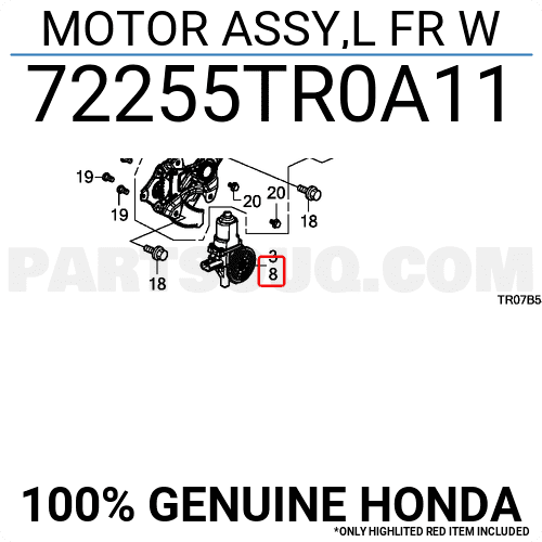 Mô Tơ Lên Kính Trước Trái Honda Cr-V Mã phụ tùng 72255TR0A11