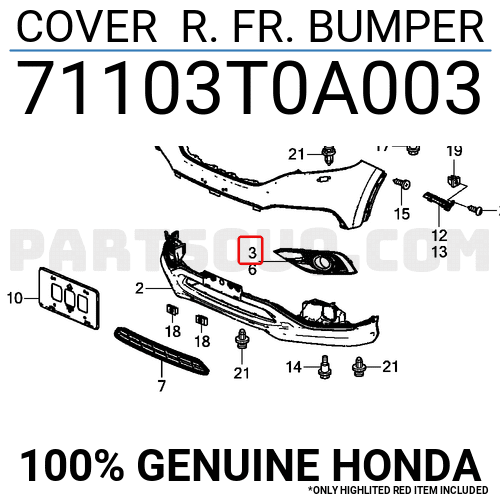Ốp Đèn Gầm Phải Honda Cr-V Mã phụ tùng 71103T0A003