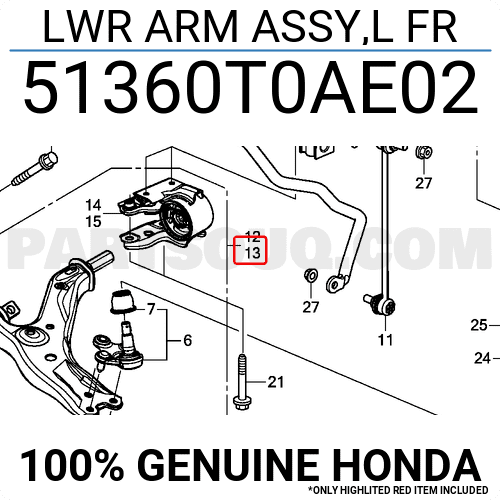 Càng A - L Honda Cr-V Mã phụ tùng 51360T0AE02