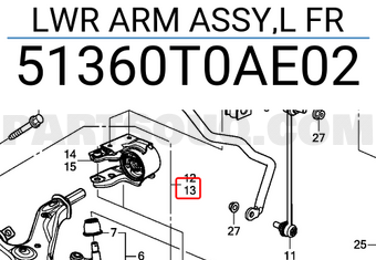 Càng A - L Honda Cr-V Mã phụ tùng 51360T0AE02