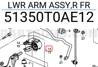 Càng A Bên Phải Honda Cr-V Mã phụ tùng 51350T0AE12