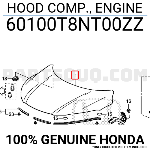 Nắp Ca Pô Honda Cr-V Mã phụ tùng 60100T0NZ00ZZ