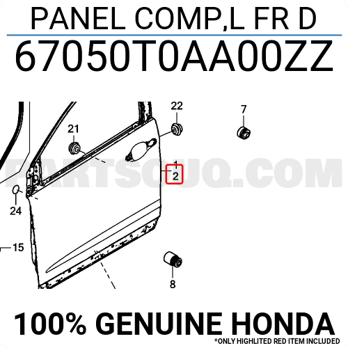 Cánh Cửa Trước Trái Honda Cr-V Mã phụ tùng 67050T0AA00ZZ