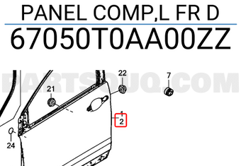 Cánh Cửa Trước Trái Honda Cr-V Mã phụ tùng 67050T0AA00ZZ