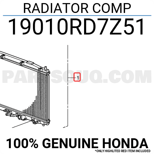 Két Nước Mt Honda City Mã phụ tùng 19010RD7Z51