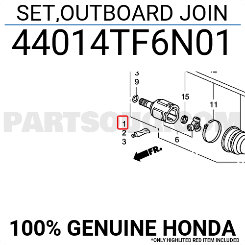 Láp Ngoài 1.8 - 25 X 28 X 58 Honda Civic Mã phụ tùng 44014SNLT01