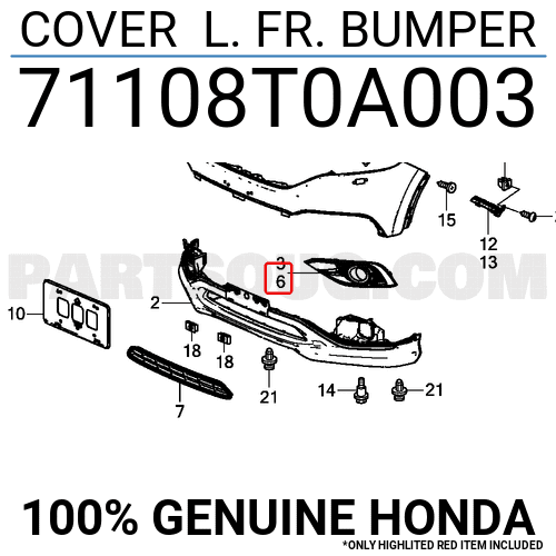 Ốp Đèn Gầm Trái Có Mạ Honda Cr-V Mã phụ tùng 71108T0A003