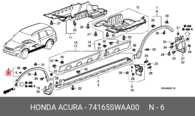 Viền Tai Xe Trái Honda Cr-V Mã phụ tùng 74165SWAA01