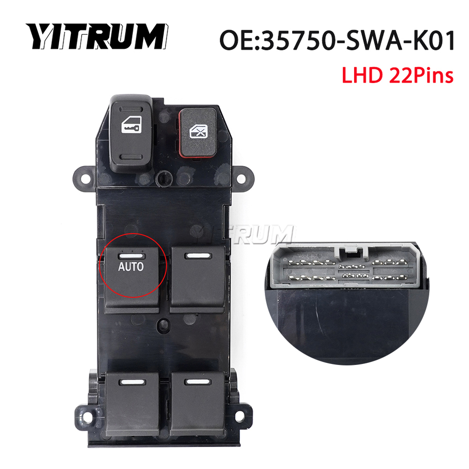 Công Tắc Lên Xuống Kính Tổng Có Auto Honda Civic OEM 35750snbj01-oe