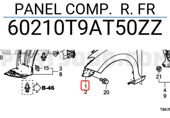 Tai Xe Phải Honda City Mã phụ tùng 60210T9AT50ZZ