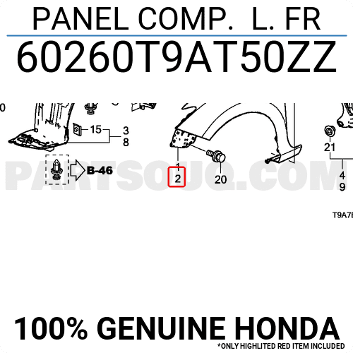 Tai Xe Trái Honda City Mã phụ tùng 60260T9AT50ZZ
