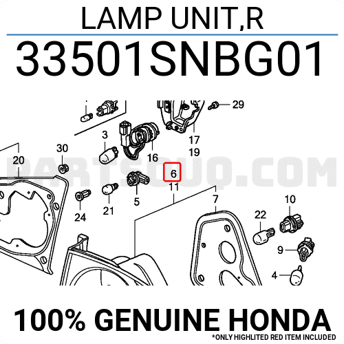 Đèn Hậu Ngoài Phải Honda Civic Mã phụ tùng 33501SNBG01