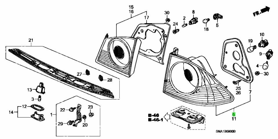 Đèn Hậu Ngoài Phải Honda Civic Mã phụ tùng 33501SNB003