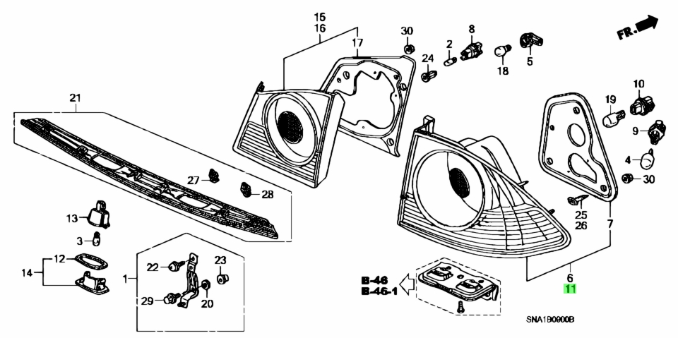 Đèn Hậu Ngoài Trái Honda Civic Mã phụ tùng 33551snb003