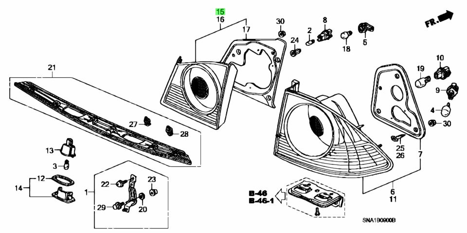 Đèn Hậu Trong Phải Honda Civic Mã phụ tùng 34151snb023