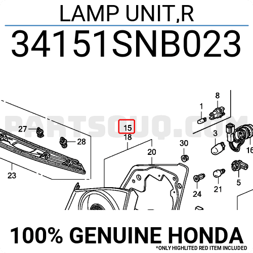 Đèn Hậu Trong Phải Honda Civic Mã phụ tùng 34151snb023
