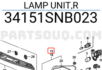 Đèn Hậu Trong Phải Honda Civic Mã phụ tùng 34151snb023
