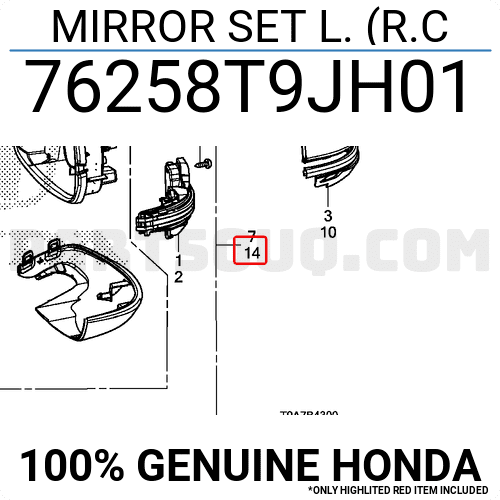Gương Chiếu Hậu Trái 5 Giắc Điện Honda City Mã phụ tùng 76258T9JH21