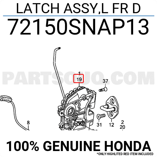 Ổ Khóa Ngậm Cánh Cửa Trước Trái Honda Civic Mã phụ tùng 72150snap13