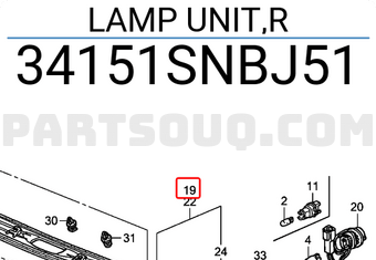 Đèn Hậu Miếng Trong Phải Honda Civic Mã phụ tùng 34151SNBJ51