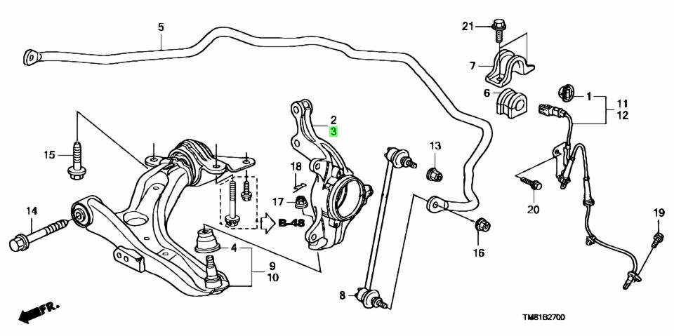 Ngõng May Ơ Trước Trái Honda City Mã phụ tùng 51216TF0G00