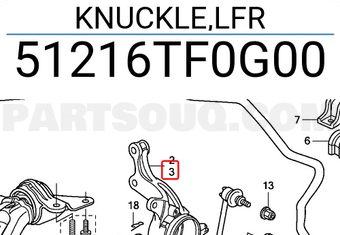 Ngõng May Ơ Trước Trái Honda City OEM 51216TF0G00-OE